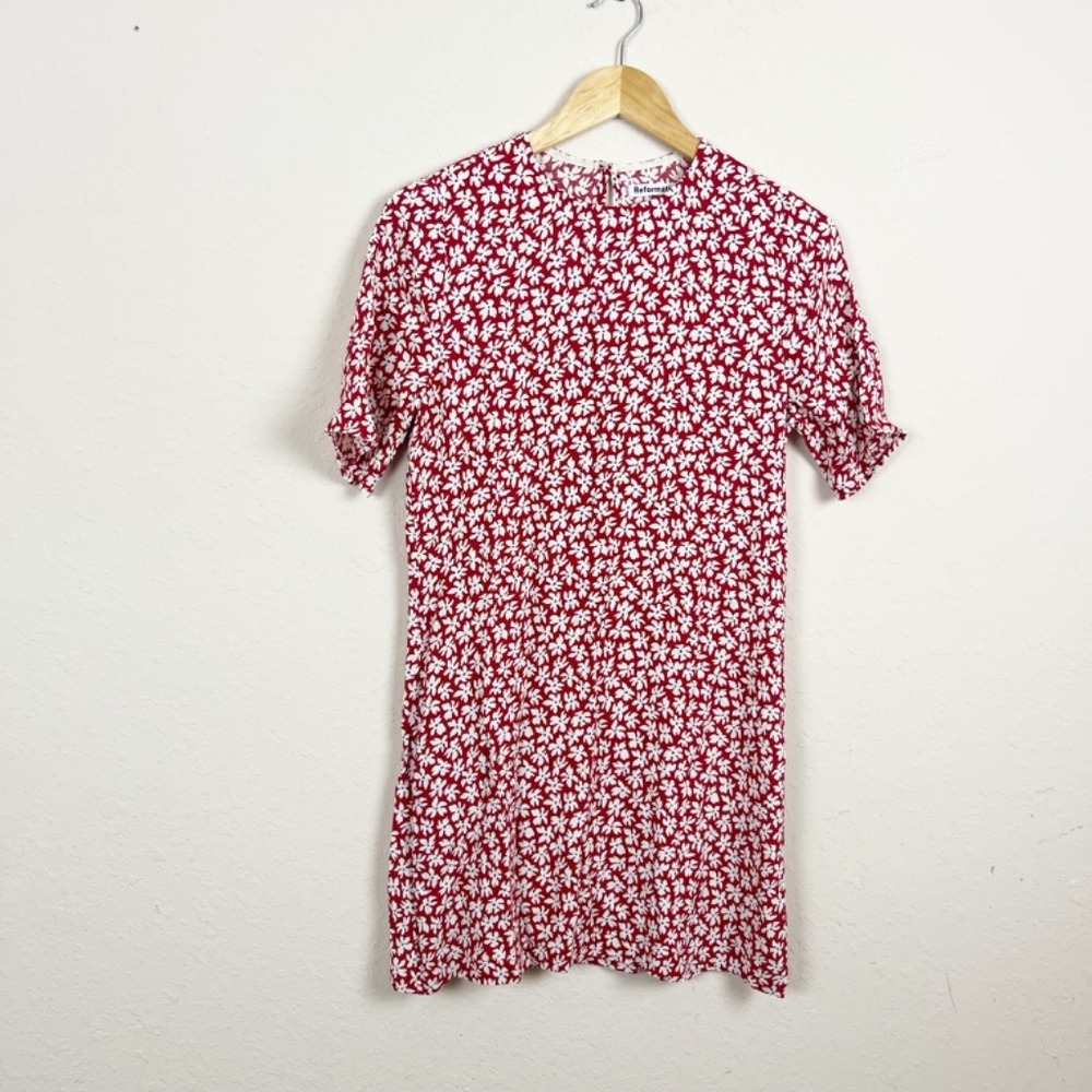 Reformation Cassette Red Floral Mini Dress Size XS